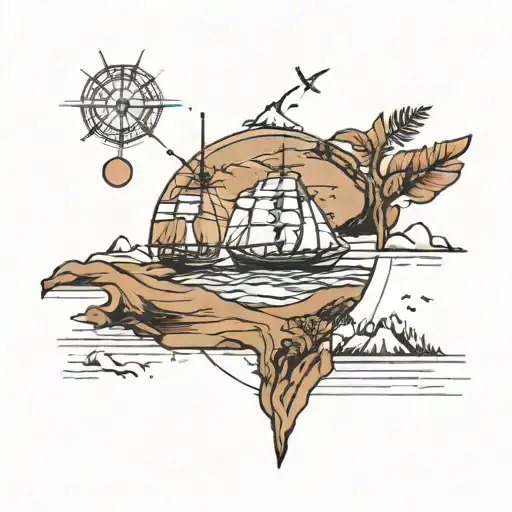 Minimalist Travel Tattoo For Thigh