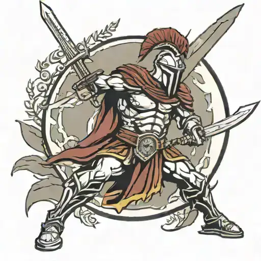 Spartan Warrior Wielding A Sword