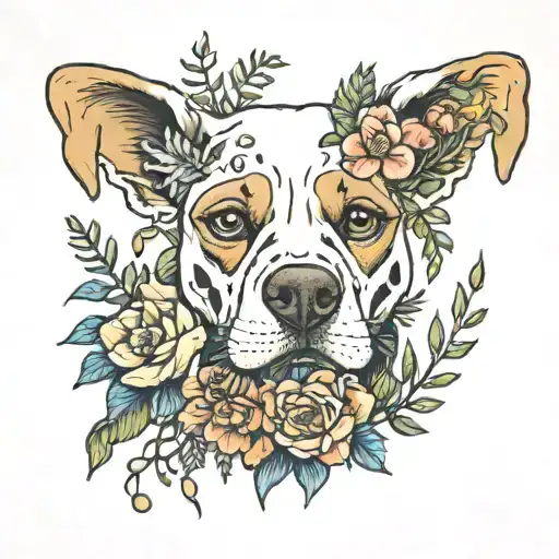 Flowers Around A Dog Skeleton