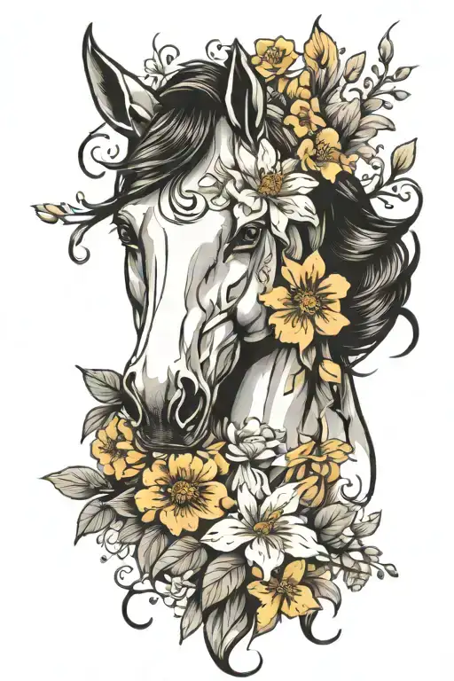 Horse And Flowers