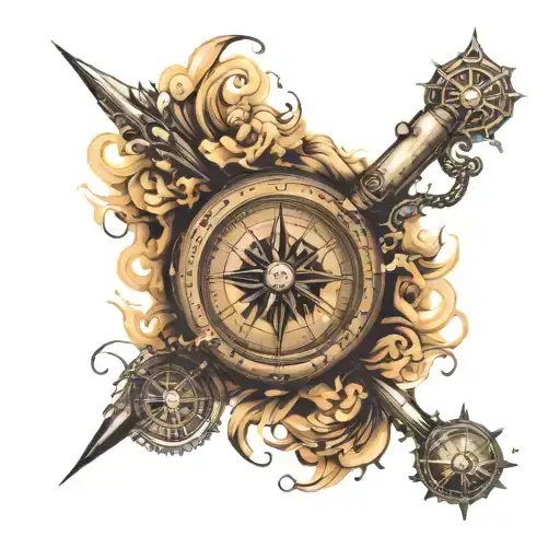 Compass With Nebula Bacground Full Sleeve