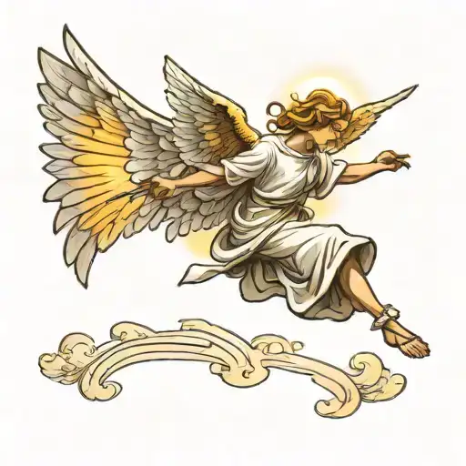 Angel Flying In Sun Rays