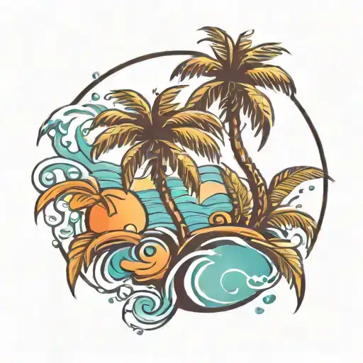 Palm Tree And Water Darken Everything