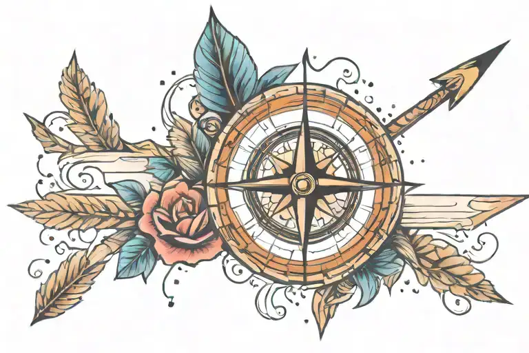 Compass Arrow On Fore Arm Tattoo With Nevula In The Bacground
