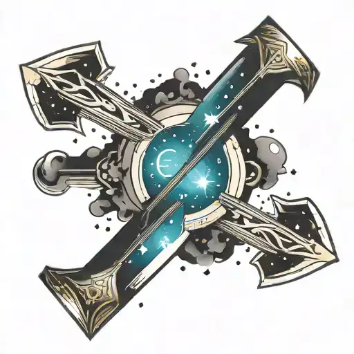 Arrow One Forearm With Nebula As Bacground No Circles