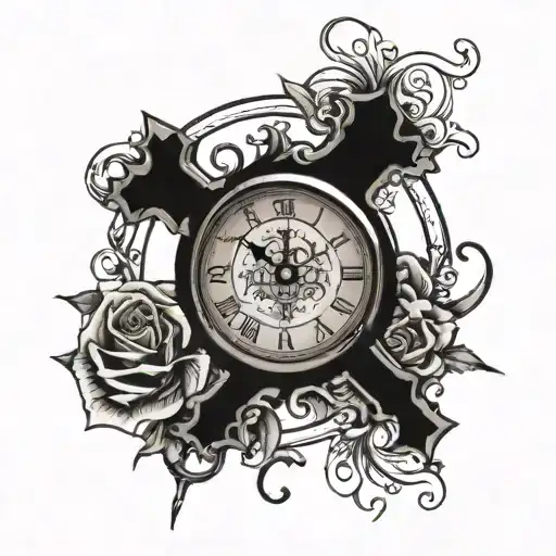 Cross With Clock Surrounded