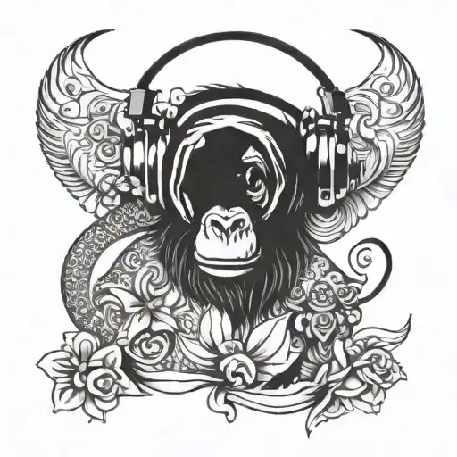 Monkey With Headphones