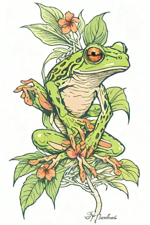 Tree Frog And Tropical Plants