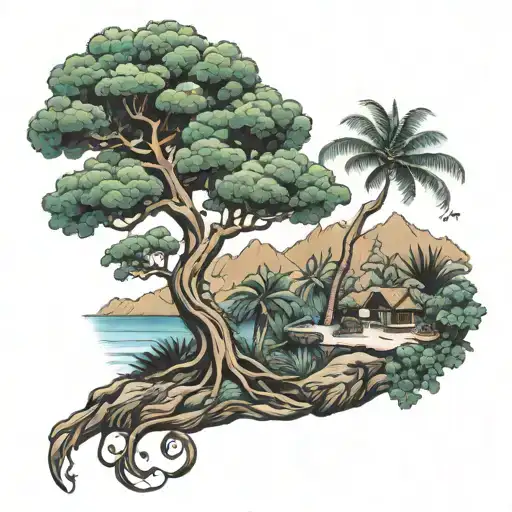 Reunion Island And Tree