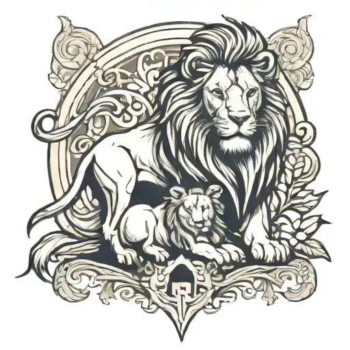 Lion Protecting Lamb