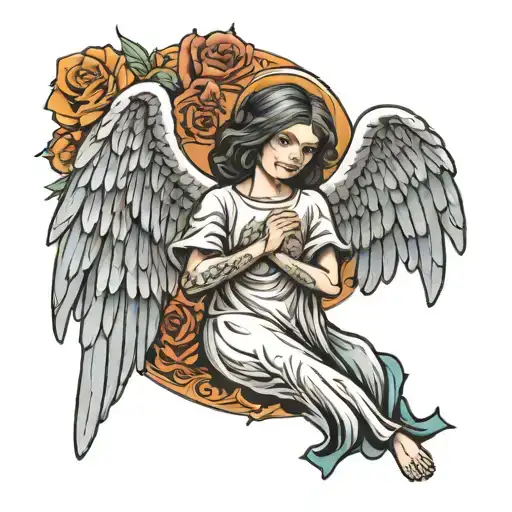 Angel With Wings Standing Pray Love Forgive Written