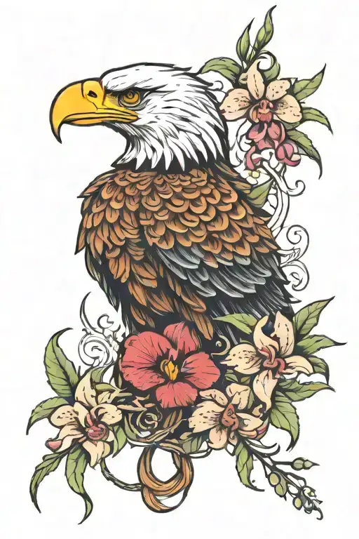 Eagle With Orchids Intertwined