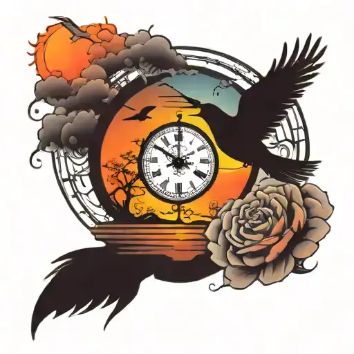 Time And The Bird Fly Into The Sunset