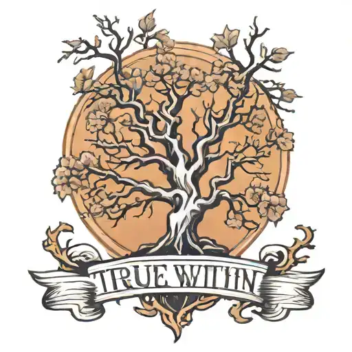 Oak Tree With No Leaves And The Word True Within The Branches
