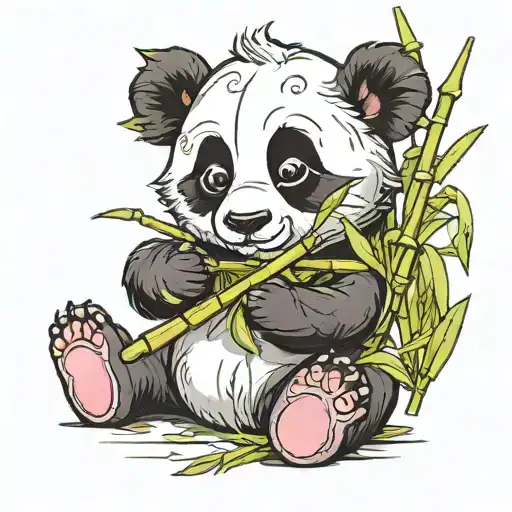 Baby Angel Panda Eating Bamboo