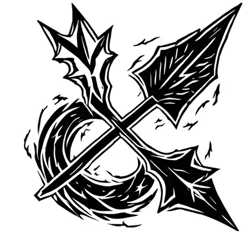 Long Singular Arrow With Lightning Around It