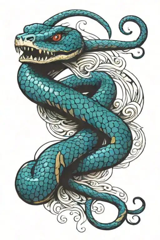 Blue Viper Snake Wrapped