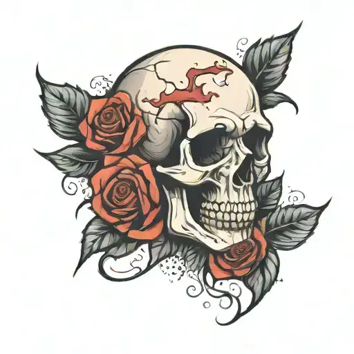 Skull And Rose Neck