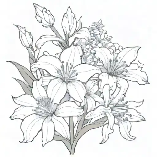 Flower Bouquet With Iris Daffodil Daisy Lily And Aster