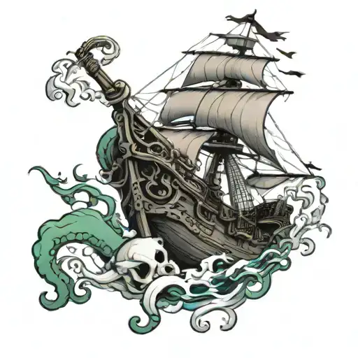 Jolly Roger Ship Kraken