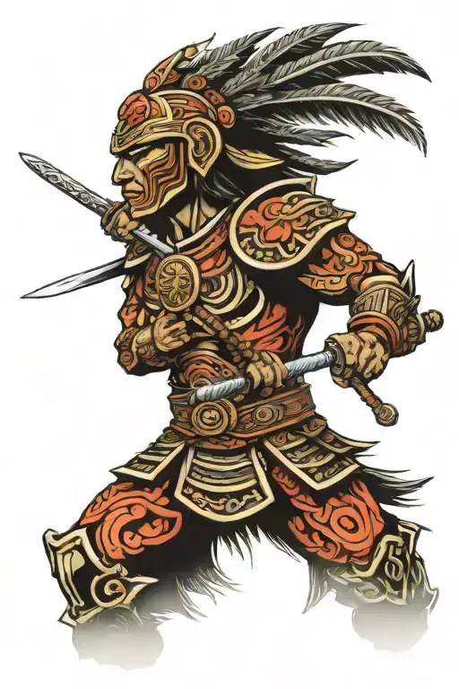 Aztec Warrior Samurai Warrior
