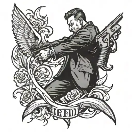 An Angle Fighting With Gun