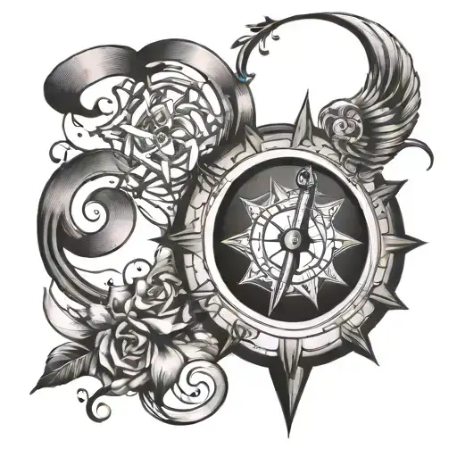 Compass Wheel And Music Notes