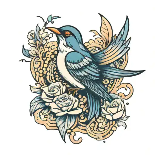 Lost In Sea But Ambitious Swallow Bird