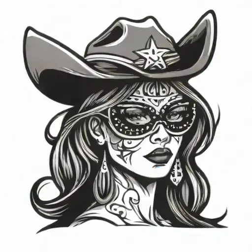 Cowgirl With Black Eye Mask