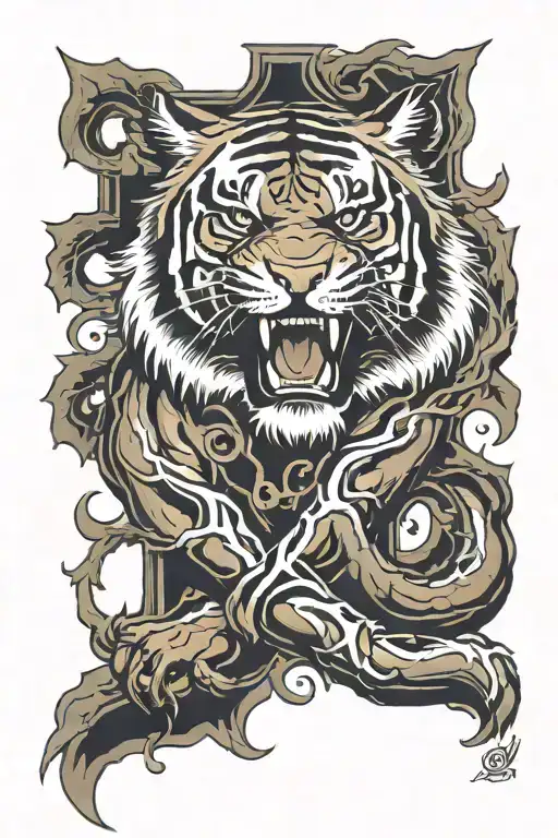 Detroit Tigers Olde English D With Tiger Emerging And Veins Like Roots Into Forearm