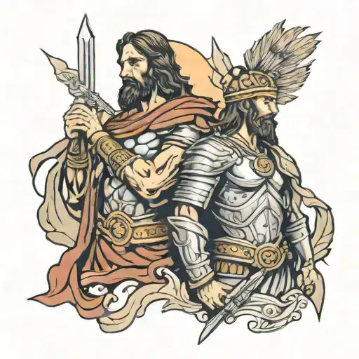 Jesus And Roman Warrior
