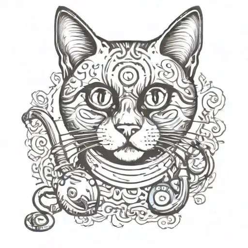 Cat Playing With Stethoscope