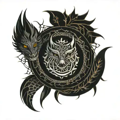 Snake Spider Wolf Black Mandala Design Incorporating
