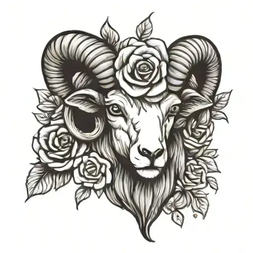 Black And White Ram Rose