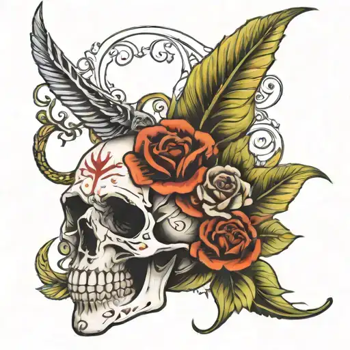 Cornucopia With Skull And Flowers