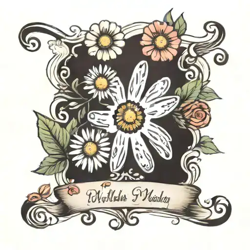 Baby Hand Print And Daisy And Name Written