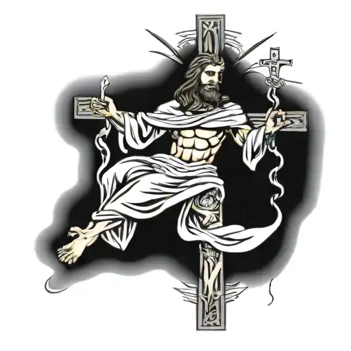 Jesus With 3 Crosses Half Sleeve