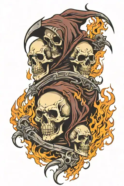 Skulls Grim Reaper Flames