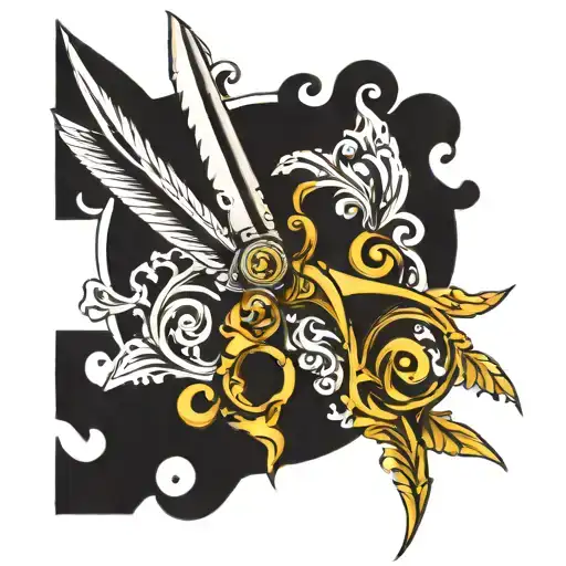 Scissors With Scroll Design