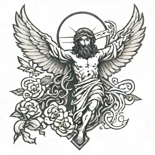 Jesus And The Cross With Dove Flying