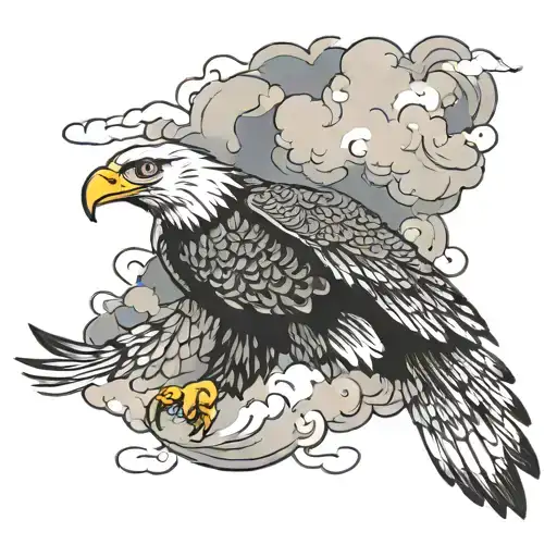 Eagle Flying Through Storm Clouds