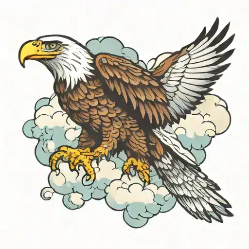 Eagle Flying Throu Clouds