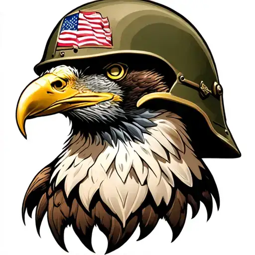 Us Army Infantry Helmet Merging With A Majestic Bald Eagle