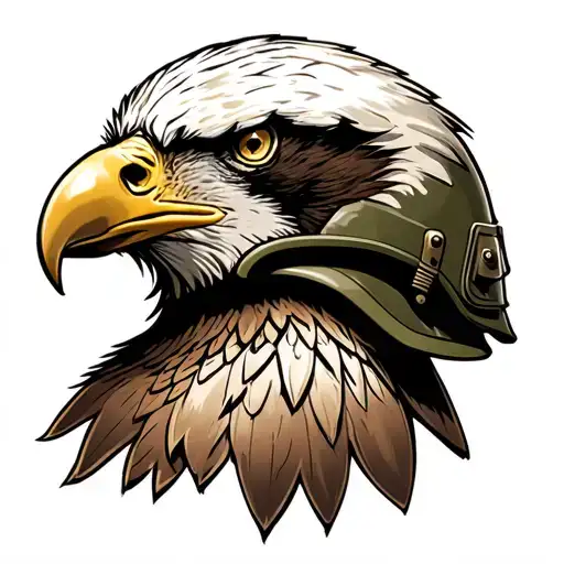 Us Army Infantry Helmet Merging With A Majestic Bald Eagle