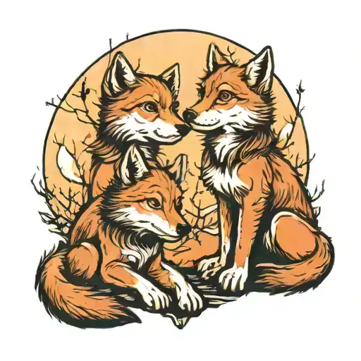 Wolf Cubs Take Turns Lifting Looking At The Moon The Moon Has Pricked