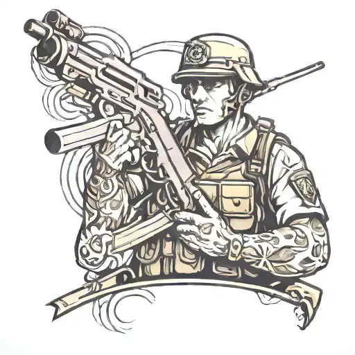 Soldier Holding A Gun