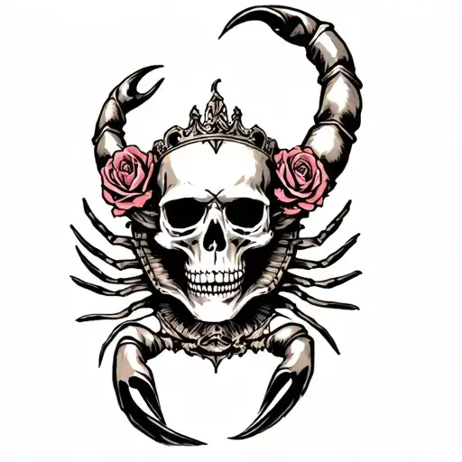 Skorpion Mit Krone Rose Skull