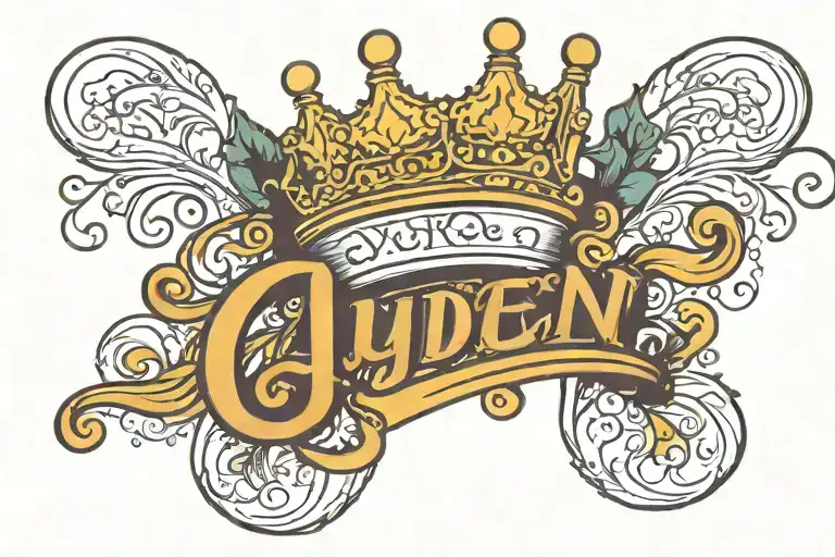 Ayden In Cursive Font With A Crown On Top Hat