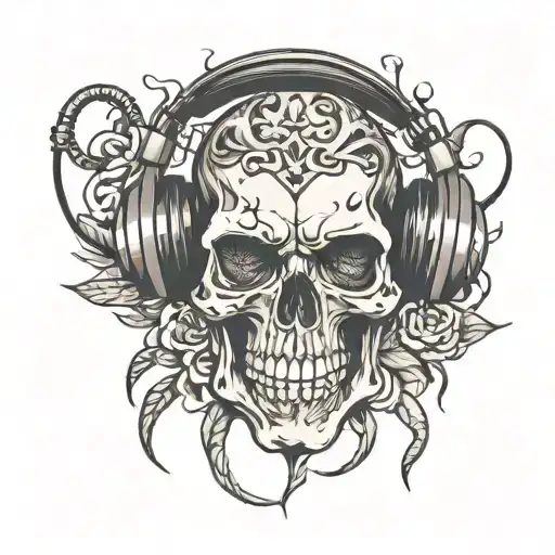 Skull Wearing Headphones