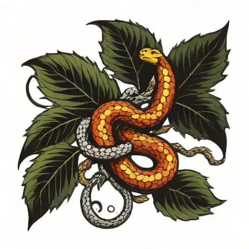 Emblem Of An Apple Tree And A Snake